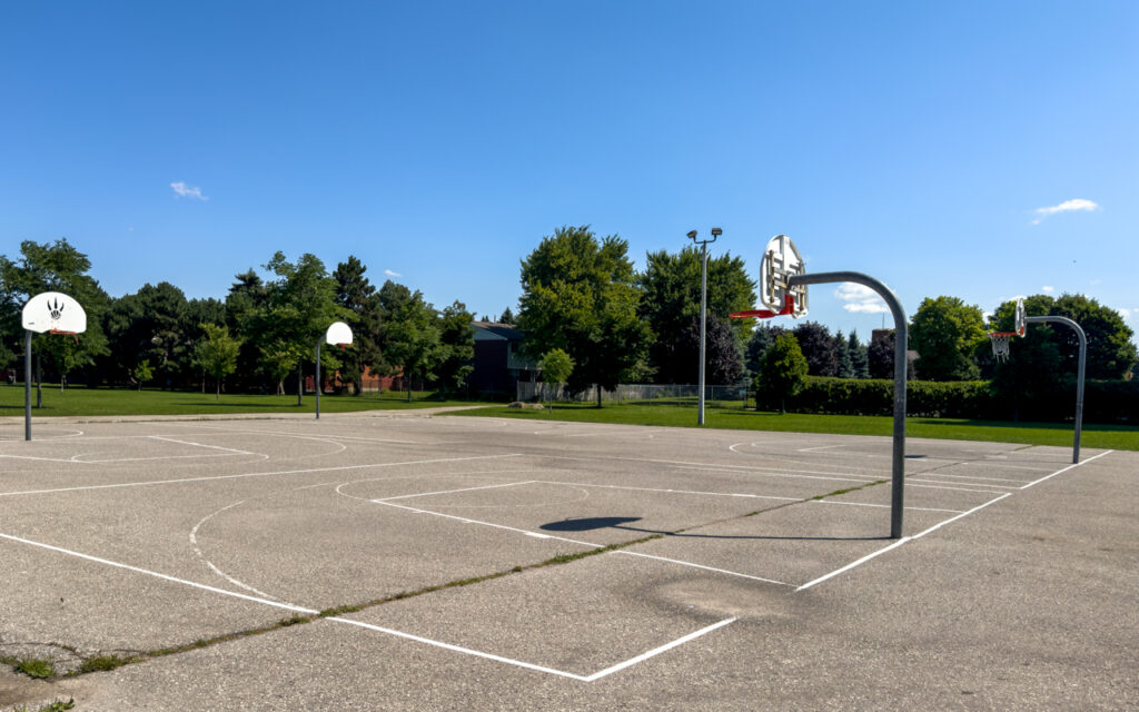 Outdoor basketball courts at Roywood Park